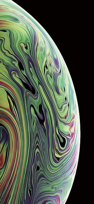 Iridescent Swirl Abstract Sphere on Black Background HD phone wallpaper