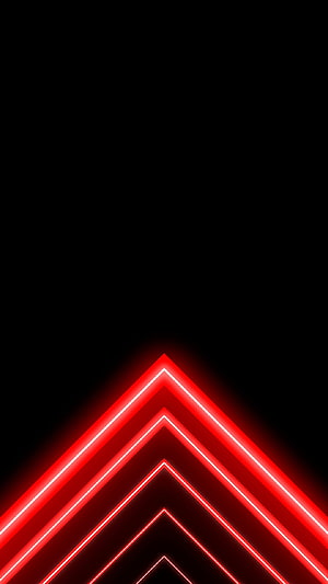 Red Neon Chevron Arrows on Black AMOLED Background HD phone wallpaper