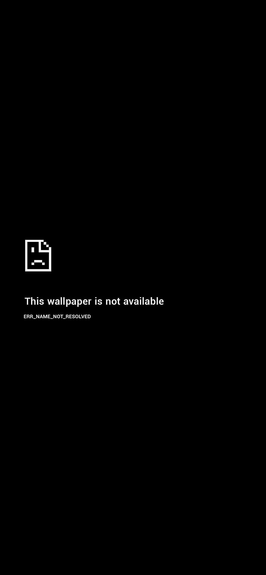 Minimalist Black Error Screen with Broken File Icon and White Text HD phone wallpaper