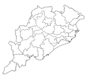 Blank Outline Map of Odisha State in India with District Boundaries HD wallpaper