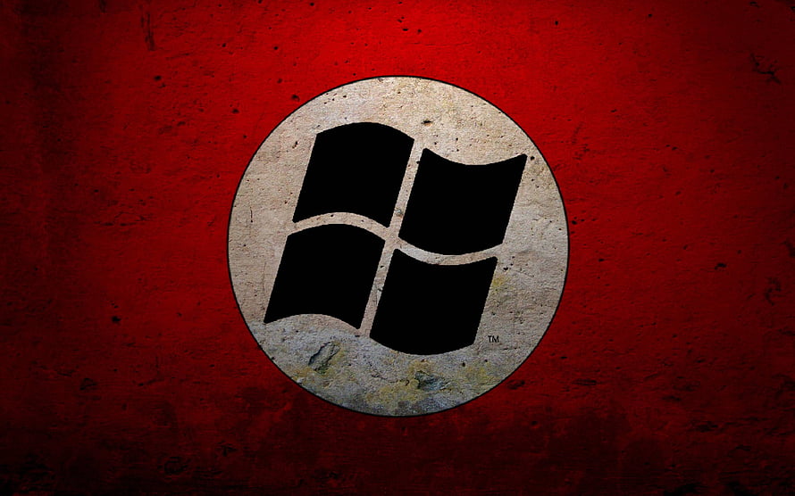Grunge Windows Logo on Distressed Red Background HD wallpaper