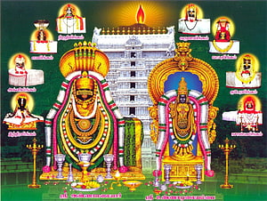 Annamalaiyar Temple Deities and Gopuram Illustration HD wallpaper