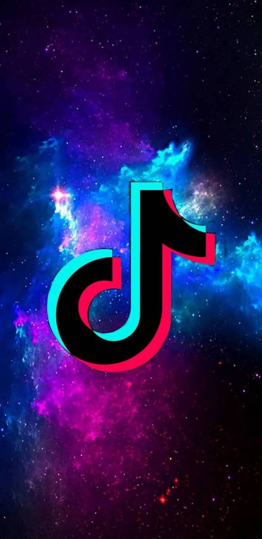 TikTok Logo on Vibrant Cosmic Nebula Background HD phone wallpaper
