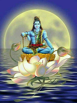 Lord Shiva Meditating on a Lotus Throne with Full Moon Halo HD phone wallpaper