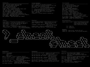 Linux Command Line Cheat Sheet with ASCII Art Terminal Reference HD wallpaper