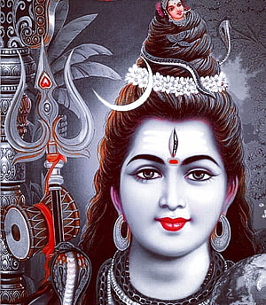 Mahadev Portrait with Trishul and Serpent Adorned Hair in Traditional Indian Art Style HD phone wallpaper