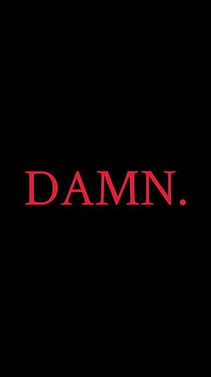 Kendrick Lamar DAMN Album Cover Minimalist Red Text on Black Background HD phone wallpaper