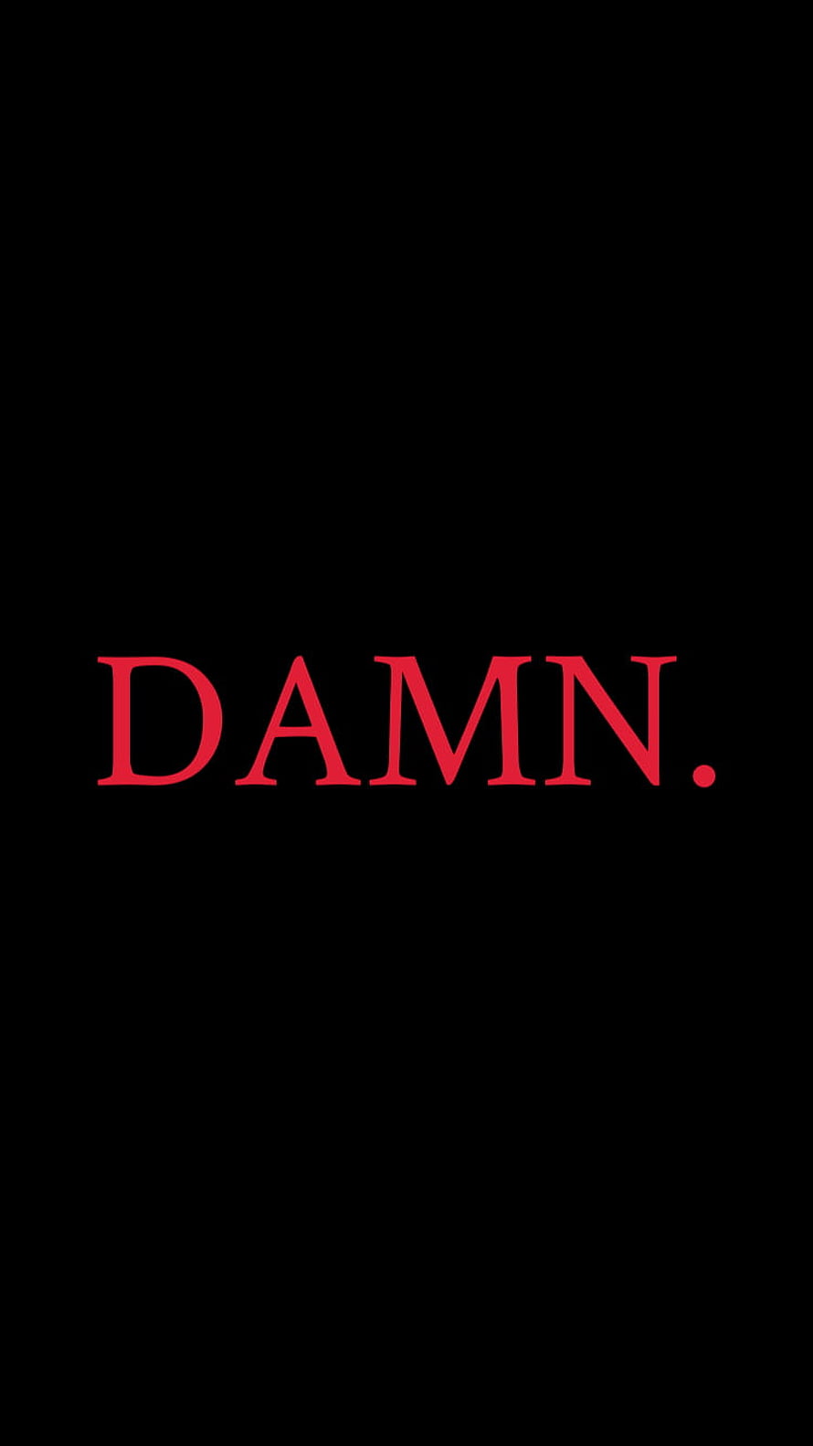 Kendrick Lamar DAMN Album Cover Minimalist Red Text on Black Background HD phone wallpaper