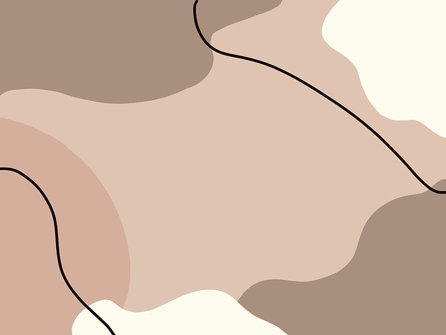 Minimalist Beige Abstract Art with Organic Shapes and Black Line Accents HD wallpaper