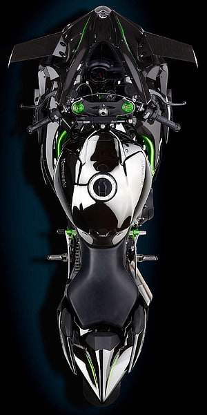 Kawasaki Ninja H2R Supercharged Track Bike Top Down View with Carbon Fiber Wings HD phone wallpaper