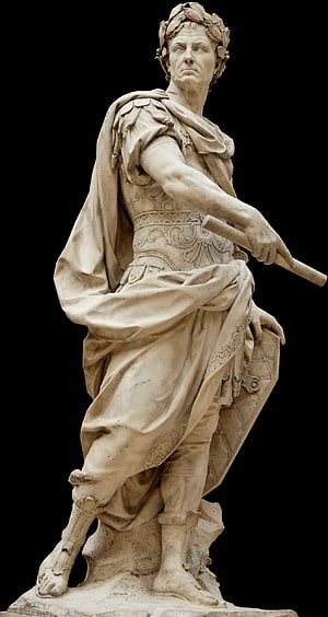 Julius Caesar Marble Statue with Laurel Wreath and Shield HD phone wallpaper