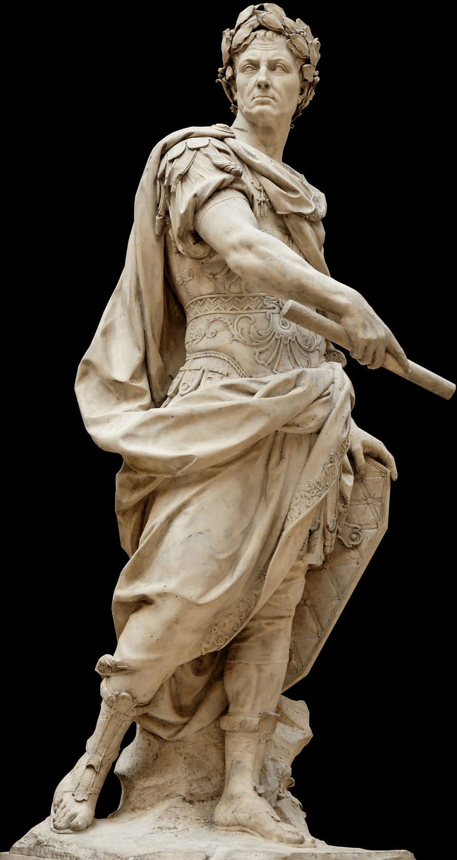 Julius Caesar Marble Statue with Laurel Wreath and Shield HD phone wallpaper