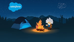 Salesforce Trailhead Campfire Illustration with Elder Character and Night Sky HD wallpaper