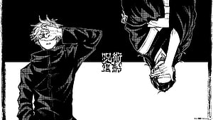 Jujutsu Kaisen Black and White Manga Panel Featuring Yuji Itadori and Sukuna HD wallpaper