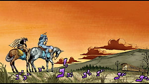JoJo's Bizarre Adventure Steel Ball Run Anime Scene With Two Riders On Horses In A Desert Landscape HD wallpaper