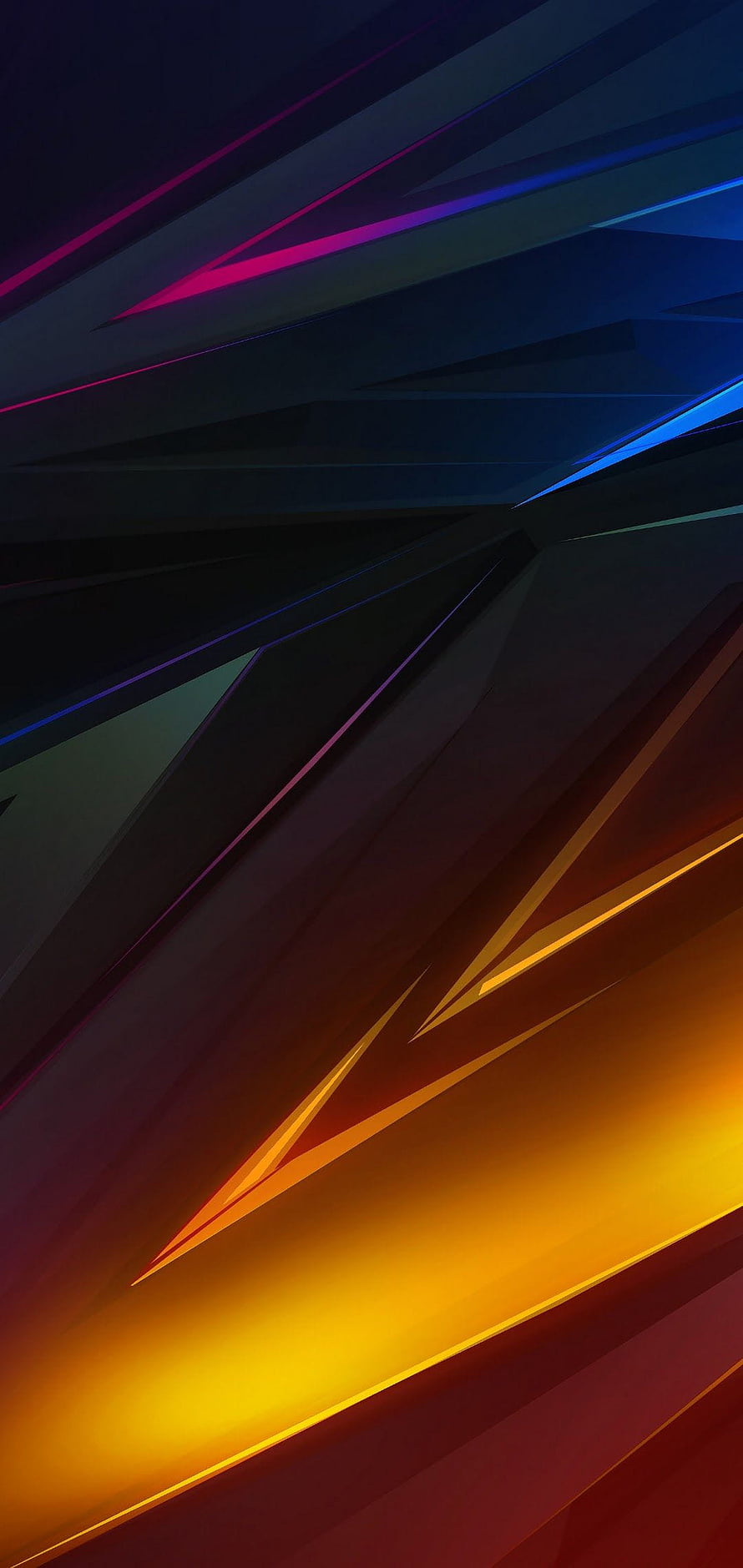 Vibrant Geometric Abstract Art with Neon Light Streaks on Dark Background HD phone wallpaper