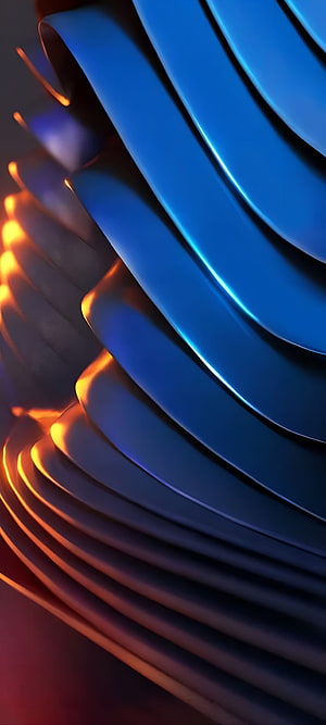 Abstract 3D Flowing Ribbons in Blue and Orange with Cinematic Lighting HD phone wallpaper