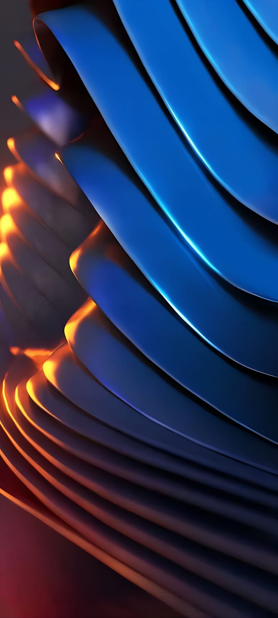 Abstract 3D Flowing Ribbons in Blue and Orange with Cinematic Lighting HD phone wallpaper