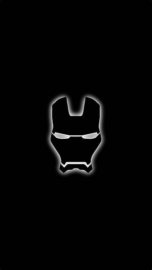Minimalist Iron Man Helmet Silhouette with Glowing White Outline on Black Background, Iron man by ravirayn, android black iron man HD phone wallpaper