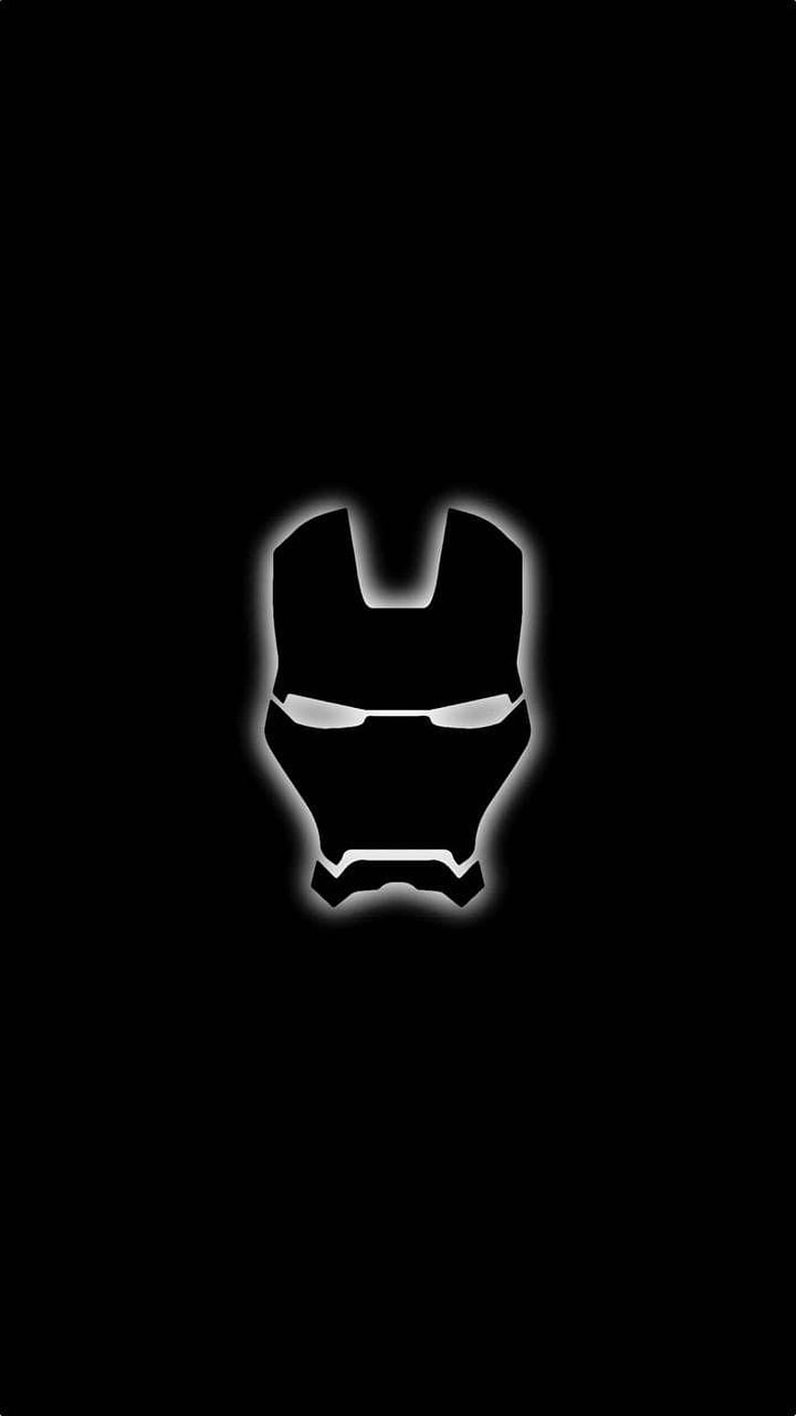 Minimalist Iron Man Helmet Silhouette with Glowing White Outline on Black Background, Iron man by ravirayn, android black iron man HD phone wallpaper