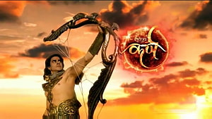 Suryaputra Karn Archer with Ornate Bow Against Dramatic Sunset Sky HD wallpaper