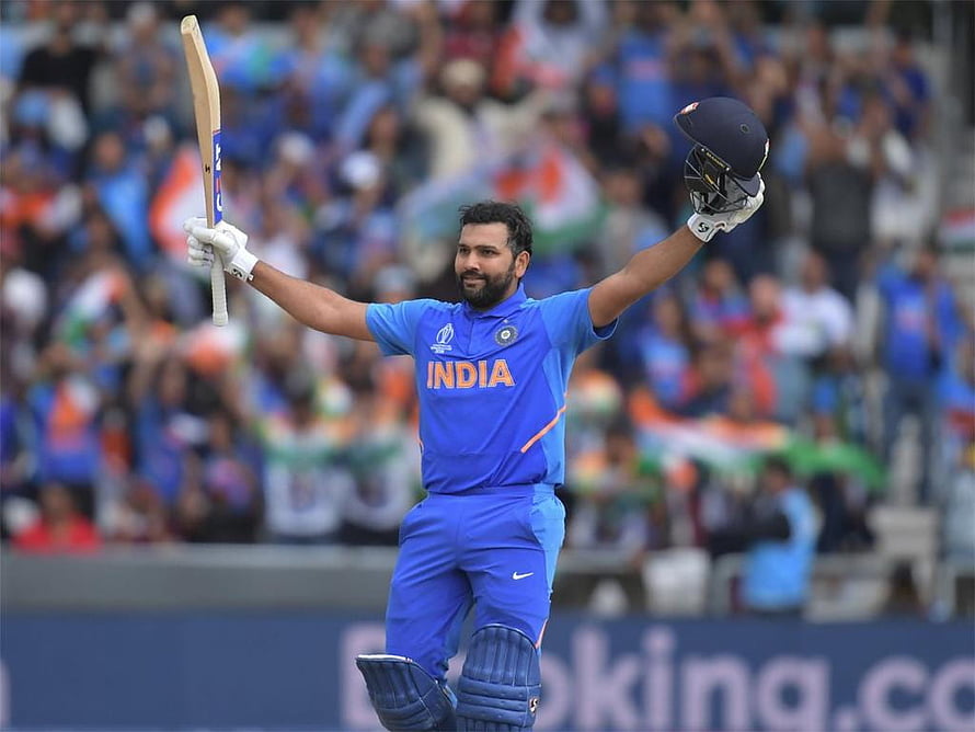 Rohit Sharma Celebrates Milestone in India Cricket Jersey at T20 Match HD wallpaper