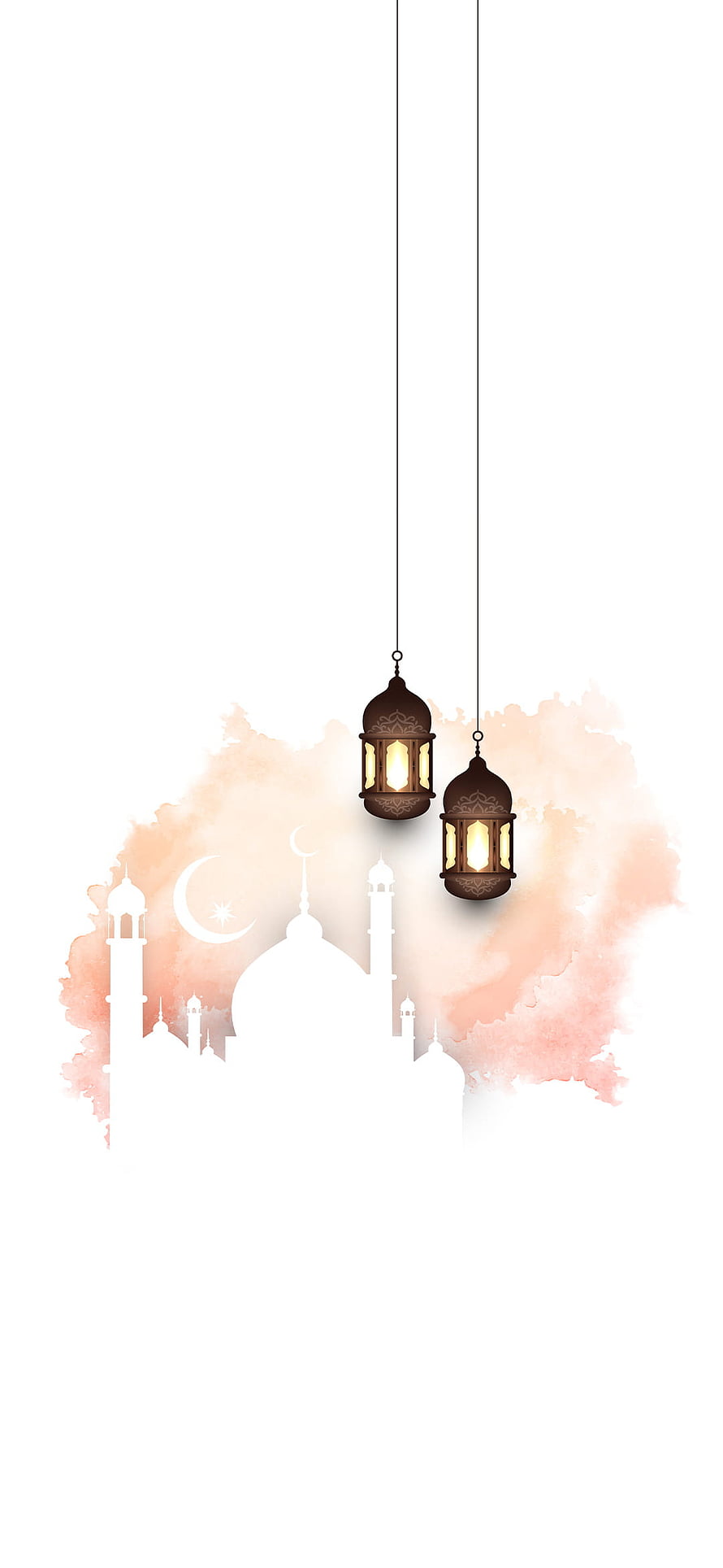 Elegant Islamic Lanterns and Mosque Silhouette Watercolor Illustration HD phone wallpaper