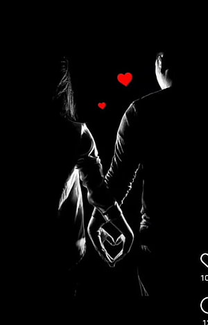 Couple Making Heart Shape With Hands In Black And White With Red Hearts HD phone wallpaper