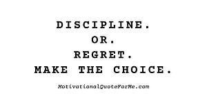 Minimalist Black and White Motivational Typography Quote on Discipline and Regret HD wallpaper