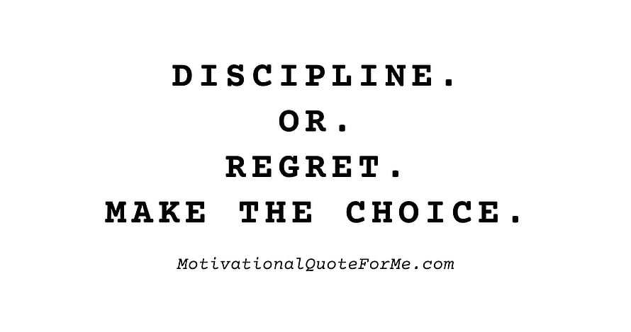 Minimalist Black and White Motivational Typography Quote on Discipline and Regret HD wallpaper
