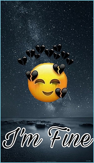 Smiling Emoji With Broken Hearts Against Starry Night Sky HD phone wallpaper