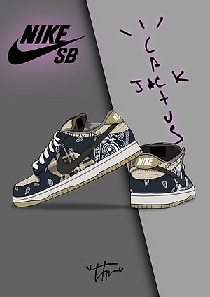 Nike SB Dunk Low Travis Scott Cactus Jack Bandana Sneaker Concept Art HD phone wallpaper
