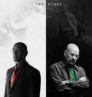 Breaking Bad Two Kings: Gus Fring and Walter White Split Portrait HD phone wallpaper