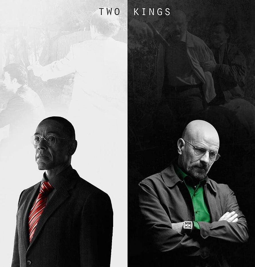 Breaking Bad Two Kings: Gus Fring and Walter White Split Portrait HD phone wallpaper