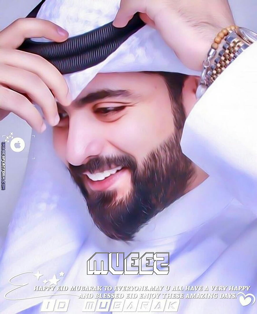 Smiling Man in Traditional White Thobe and Ghutra Adjusting Headwear HD phone wallpaper