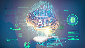 Glowing Human Brain with Circuit Board Overlay and AI Text in Futuristic Digital Style, Super Intelligence: Rise of the Machines, super artificial intelligence HD wallpaper