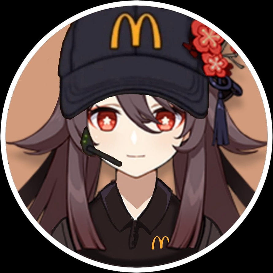 Hutao in McDonald's Uniform with Headset and Floral Hair Accessory HD phone wallpaper