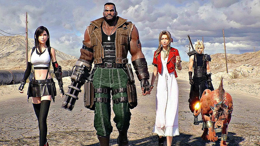 Final Fantasy VII Remake Intergrade Party Walking Through Desert Wasteland HD wallpaper
