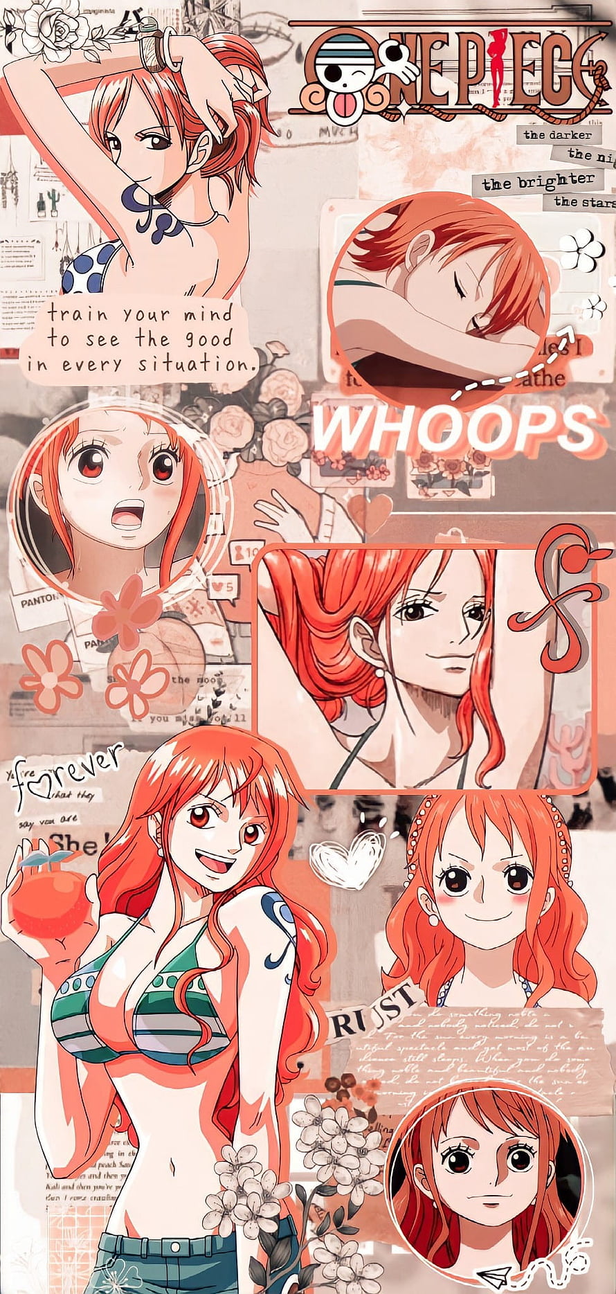 Nami from One Piece Anime Aesthetic Collage Wallpaper HD phone wallpaper