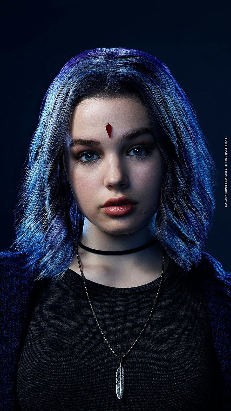 Rachel Roth Character Portrait with Blue Hair and Red Forehead Mark HD phone wallpaper