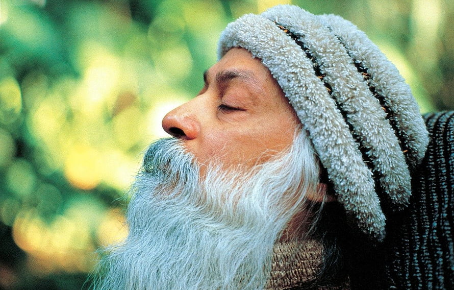 Osho in Serene Meditation with Long White Beard and Traditional Headwear HD wallpaper