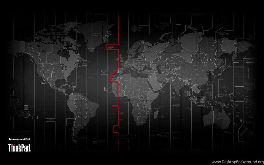 Lenovo ThinkPad Dark World Map with Red Circuit Line Technology Wallpaper HD wallpaper