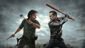 The Walking Dead Season 7: Rick and Negan Face Off With Weapons in Dramatic Showdown HD wallpaper