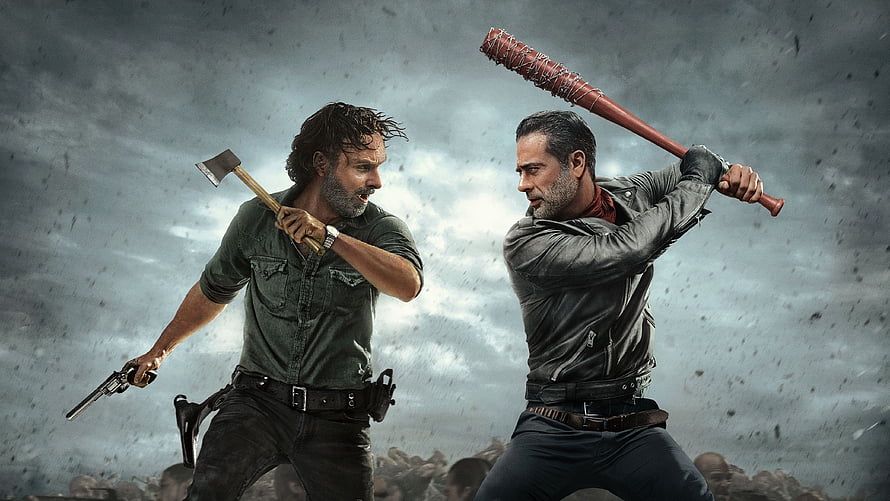 The Walking Dead Season 7: Rick and Negan Face Off With Weapons in Dramatic Showdown HD wallpaper