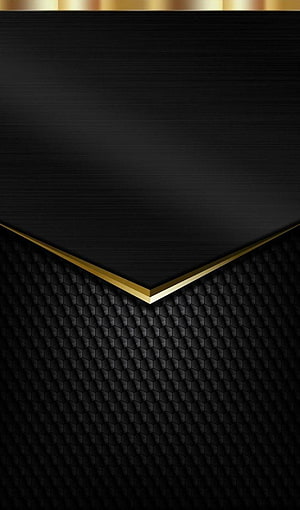 Black and Gold Geometric Hexagon Pattern with Brushed Metal Accents HD phone wallpaper