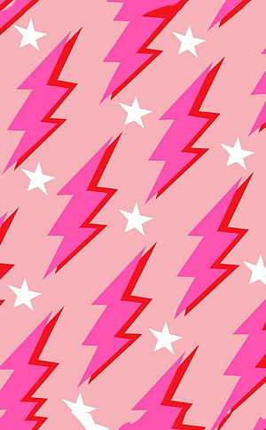 Pink Lightning Bolt and Star Pattern Wallpaper HD phone wallpaper