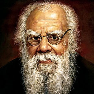 Periyar E V Ramasamy Portrait with White Beard and Round Glasses HD phone wallpaper