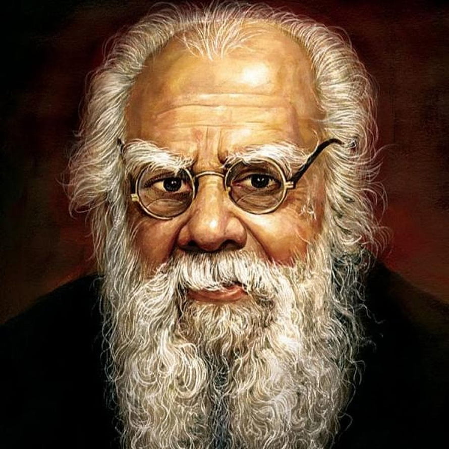 Periyar E V Ramasamy Portrait with White Beard and Round Glasses HD phone wallpaper