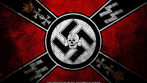 Dark Red and Black Cross Design Featuring Central Skull and Iron Cross Motifs HD wallpaper