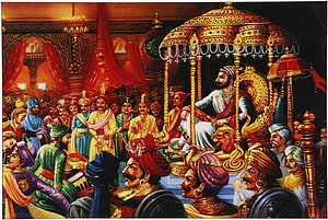 Shivaji Maharaj Rajyabhishek Coronation Scene in Mughal Court HD wallpaper